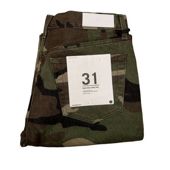 NWT Re Done Originals Stovepipe Jeans Womens 31 28 High Rise Camo Distressed - Picture 1 of 8